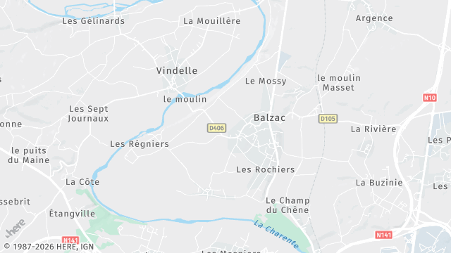 Carte de la zone d'intervention à Balzac