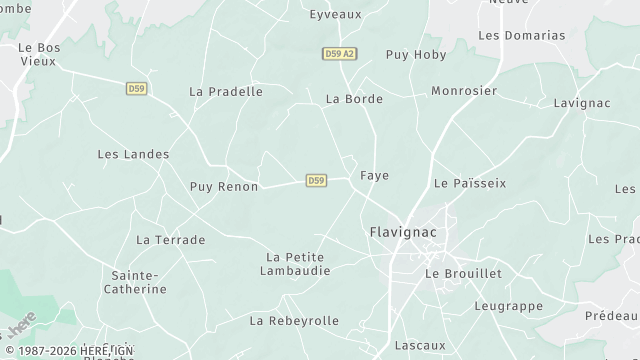 Carte de la zone d'intervention à Flavignac