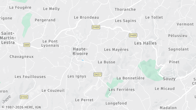 Carte de la zone d'intervention à Haute-Rivoire