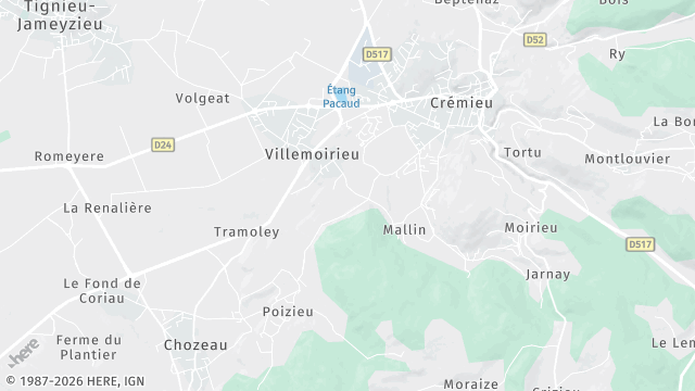 Carte de la zone d'intervention à Villemoirieu