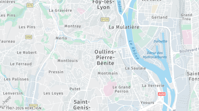 Carte de la zone d'intervention à Oullins-Pierre-Bénite