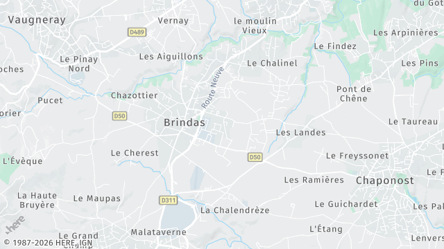Carte de la zone d'intervention à Brindas