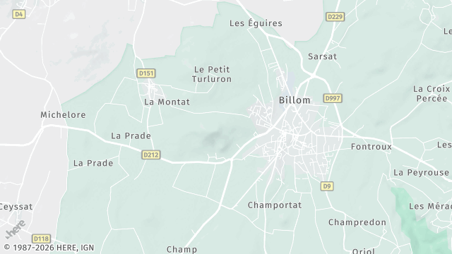 Carte de la zone d'intervention à Billom
