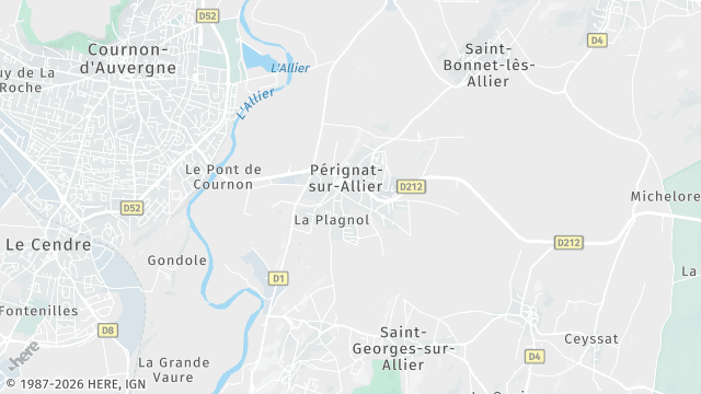 Carte de la zone d'intervention à Pérignat-sur-Allier