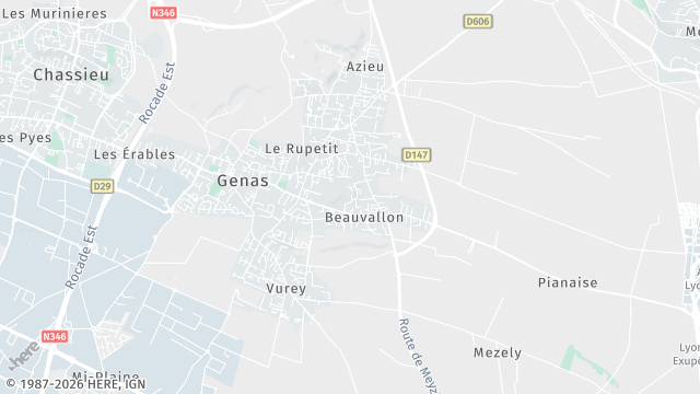 Carte de la zone d'intervention à Genas