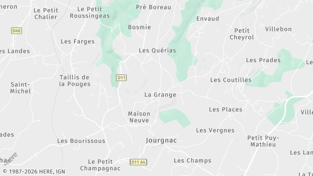Carte de la zone d'intervention à Jourgnac