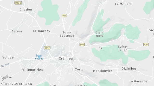 Carte de la zone d'intervention à Crémieu