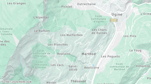 Carte de la zone d'intervention à Marthod