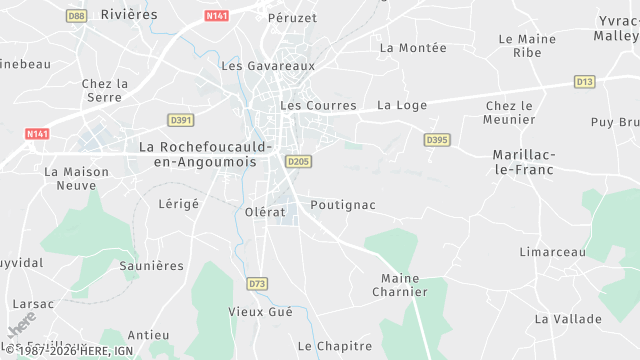 Carte de la zone d'intervention à La Rochefoucauld-en-Angoumois