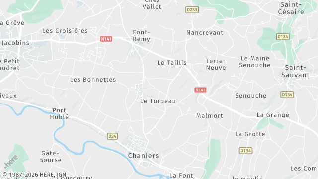 Carte de la zone d'intervention à Chaniers