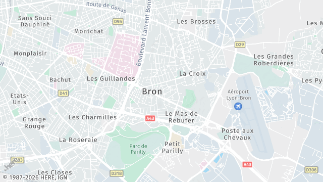 Carte de la zone d'intervention à Bron