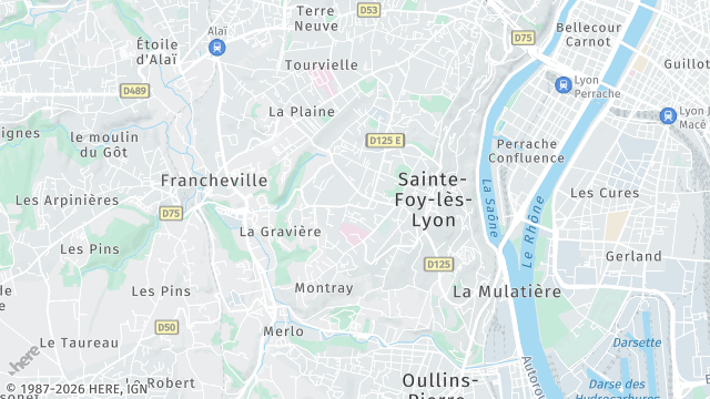 Carte de la zone d'intervention à Sainte-Foy-lès-Lyon