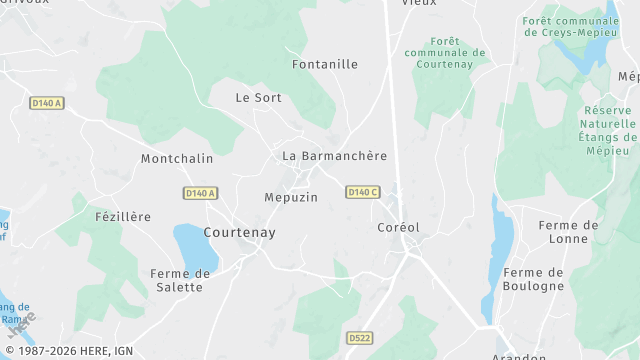 Carte de la zone d'intervention à Courtenay