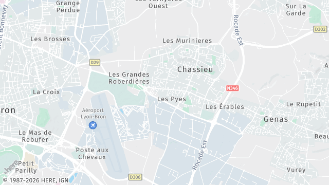 Carte de la zone d'intervention à Chassieu