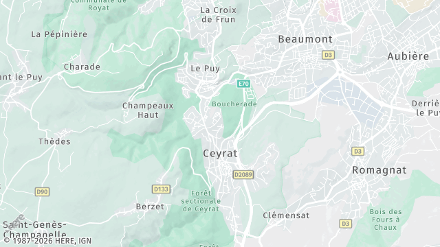 Carte de la zone d'intervention à Ceyrat