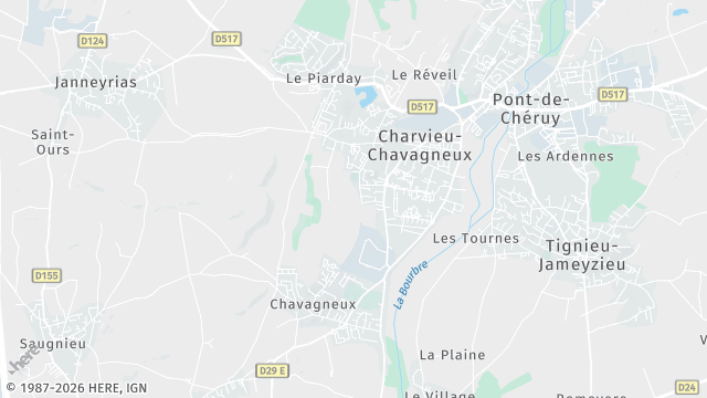 Carte de la zone d'intervention à Charvieu-Chavagneux