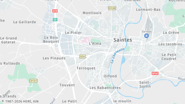 Carte de la zone d'intervention à Saintes