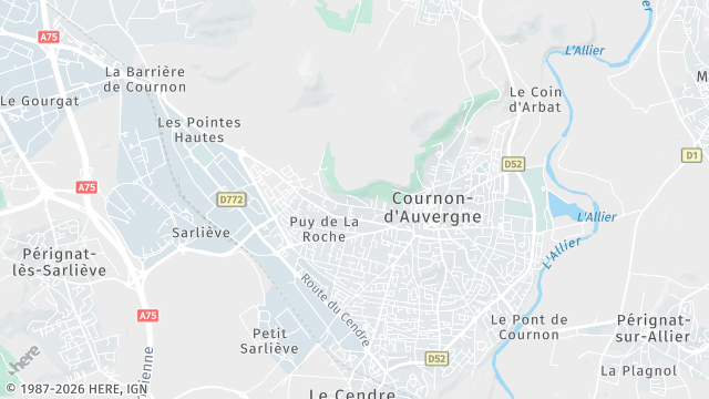 Carte de la zone d'intervention à Cournon-d'Auvergne