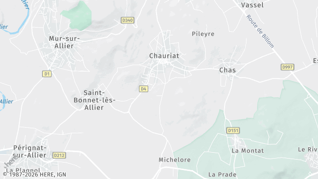 Carte de la zone d'intervention à Chauriat