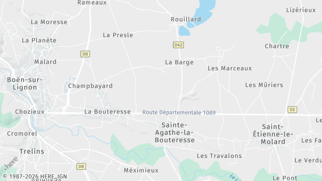 Carte de la zone d'intervention à Sainte-Agathe-la-Bouteresse