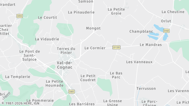 Carte de la zone d'intervention à Val-de-Cognac