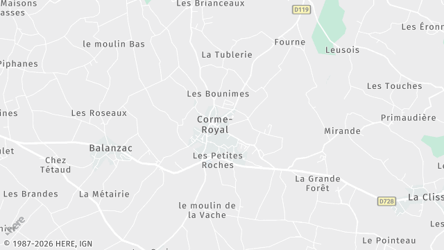 Carte de la zone d'intervention à Corme-Royal