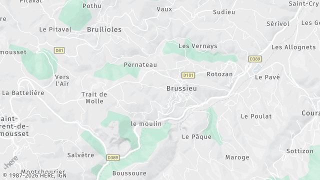 Carte de la zone d'intervention à Brussieu