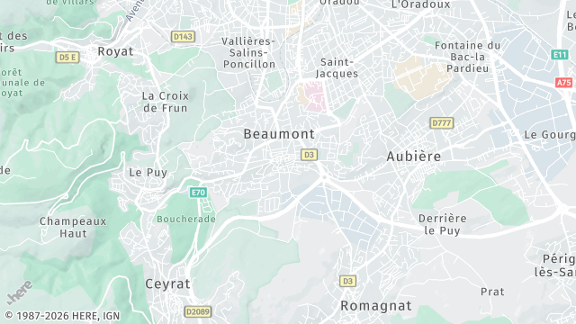 Carte de la zone d'intervention à Beaumont