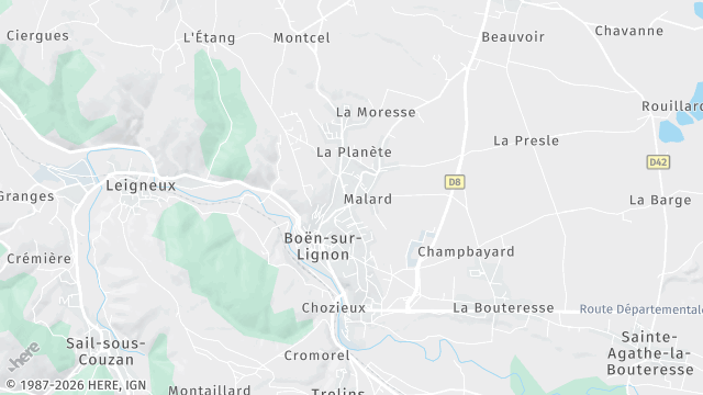 Carte de la zone d'intervention à Boën-sur-Lignon