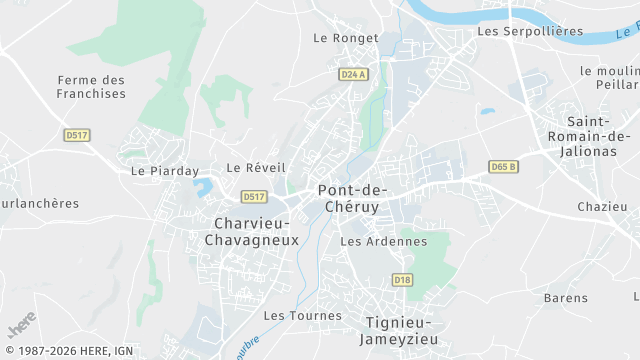 Carte de la zone d'intervention à Pont-de-Chéruy