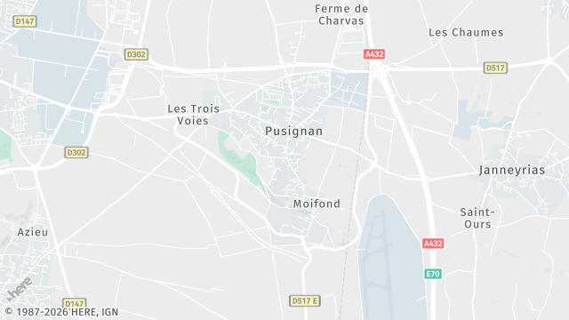 Carte de la zone d'intervention à Pusignan