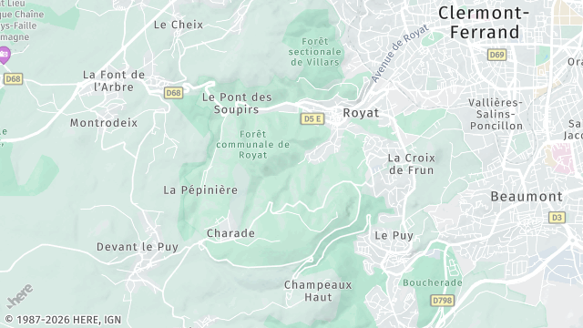 Carte de la zone d'intervention à Royat