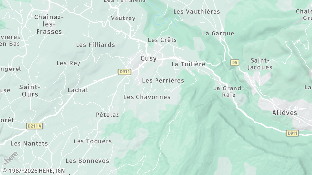 Carte de la zone d'intervention à Cusy