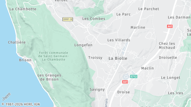 Carte de la zone d'intervention à La Biolle