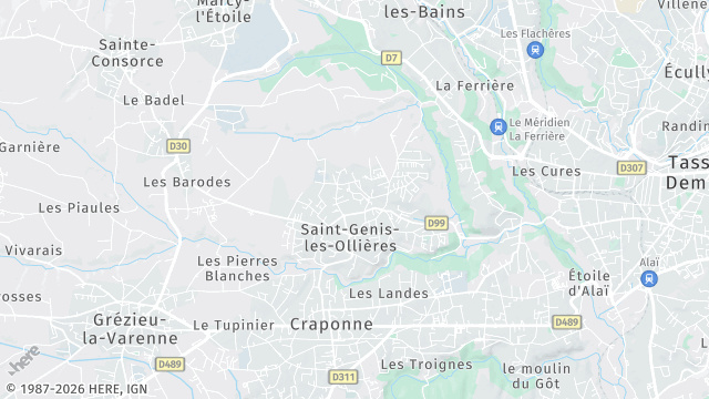 Carte de la zone d'intervention à Saint-Genis-les-Ollières
