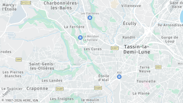 Carte de la zone d'intervention à Tassin-la-Demi-Lune
