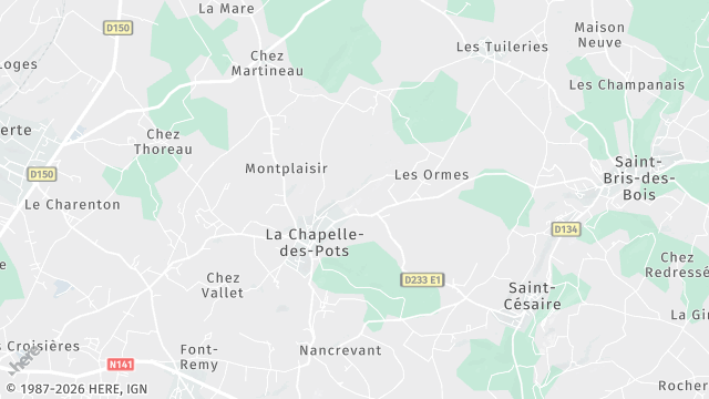 Carte de la zone d'intervention à La Chapelle-des-Pots