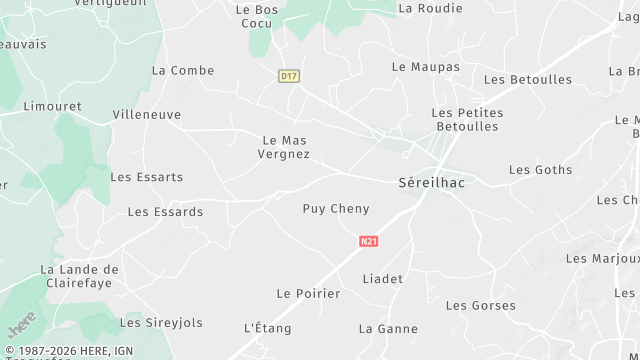 Carte de la zone d'intervention à Séreilhac