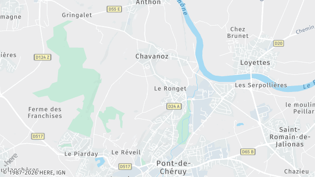 Carte de la zone d'intervention à Chavanoz