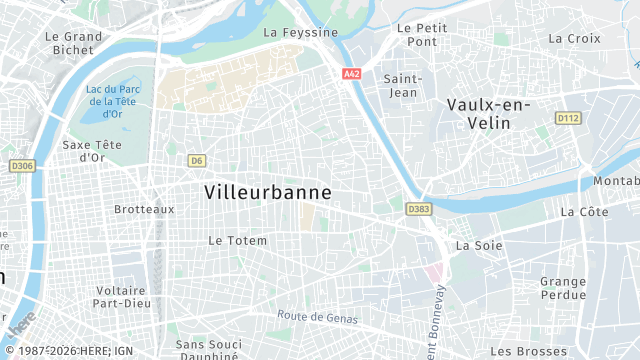 Carte de la zone d'intervention à Villeurbanne