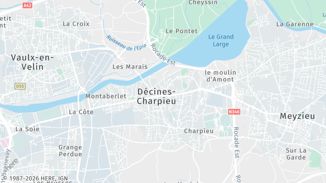 Carte de la zone d'intervention à Décines-Charpieu