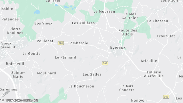 Carte de la zone d'intervention à Eyjeaux