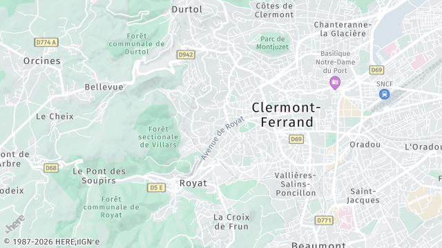 Carte de la zone d'intervention à Chamalières