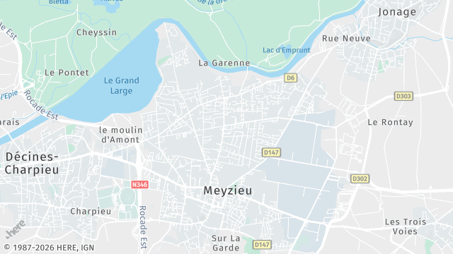 Carte de la zone d'intervention à Meyzieu
