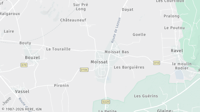 Carte de la zone d'intervention à Moissat