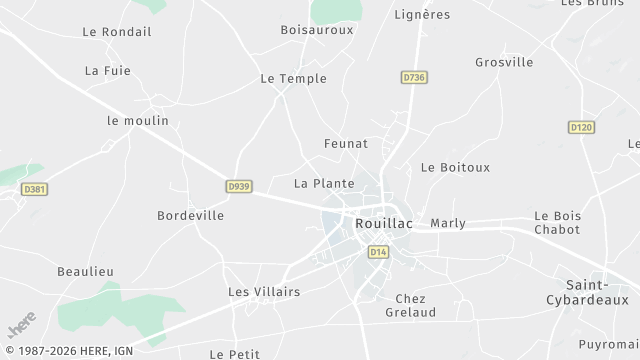 Carte de la zone d'intervention à Rouillac