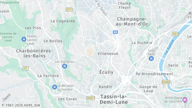 Carte de la zone d'intervention à Écully