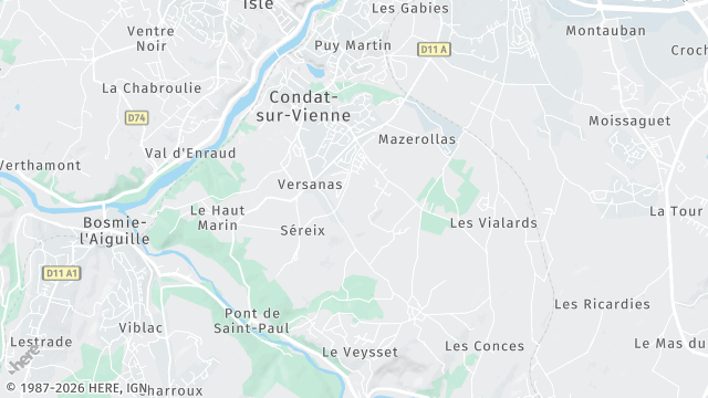 Carte de la zone d'intervention à Condat-sur-Vienne