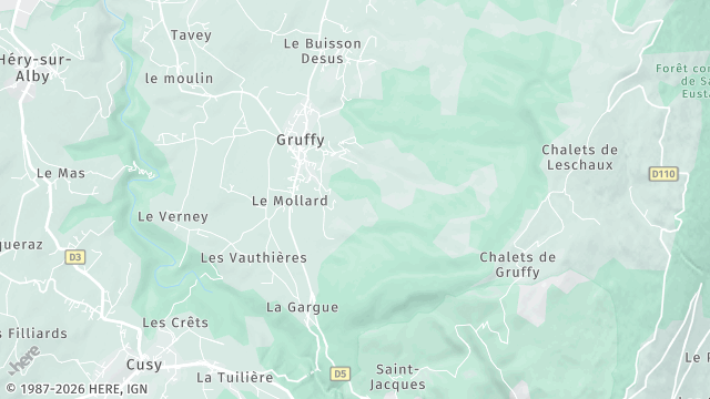 Carte de la zone d'intervention à Gruffy