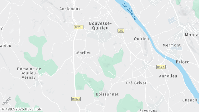 Carte de la zone d'intervention à Bouvesse-Quirieu
